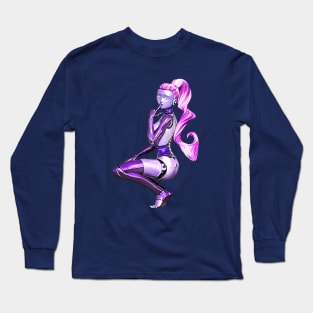 Purple Bot Pinup Long Sleeve T-Shirt